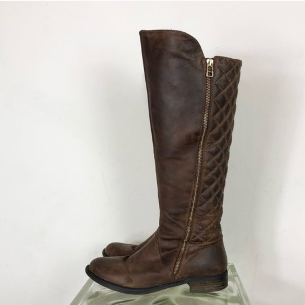 Steve Madden 7.5 TALL Brown Quilted Riding Boots